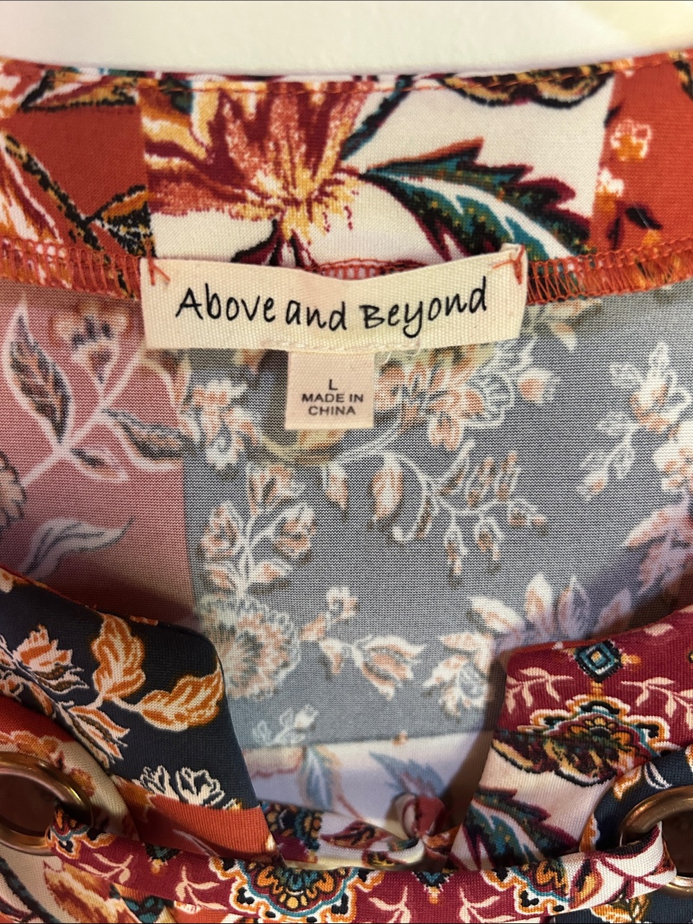 Women's Rust Floral Patchwork Top - Picture 2 of 5